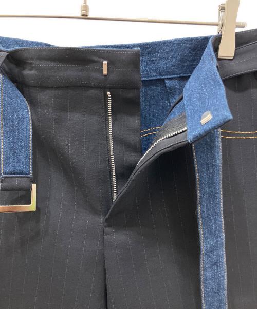 sacai（サカイ）sacai (サカイ) Spinstriped slim-cut trousers ネイビー サイズ:2の古着・服飾アイテム