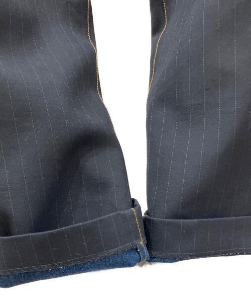 sacai（サカイ）sacai (サカイ) Spinstriped slim-cut trousers ネイビー サイズ:2の古着・服飾アイテム