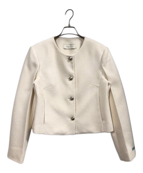 InstantFunk（インスタントファンク）InstantFunk (インスタントファンク) Classic Collarless Tweed Jacket アイボリー サイズ:1の古着・服飾アイテム