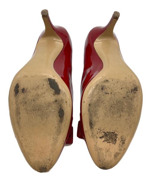 Salvatore Ferragamo（サルヴァトーレ フェラガモ）Salvatore Ferragamo (サルヴァトーレ フェラガモ) CARLA 70 エナメルリボンパンプス レッド サイズ:8の古着・服飾アイテム