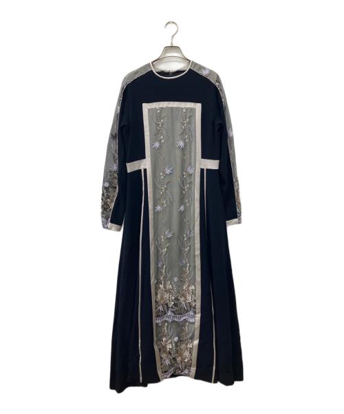 MURRAL（ミューラル）MURRAL (ミューラル) Framed flower lace dress ネイビー サイズ:2の古着・服飾アイテム