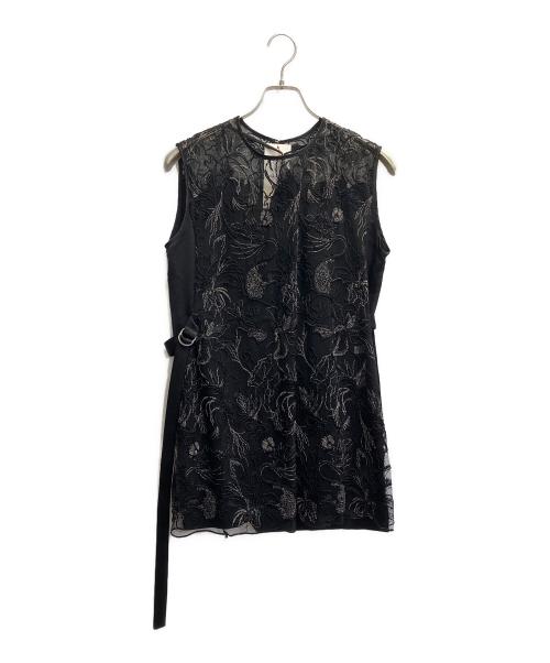 MURRAL（ミューラル）MURRAL (ミューラル) Seem flower lace sleeveless tops ブラック サイズ:2の古着・服飾アイテム
