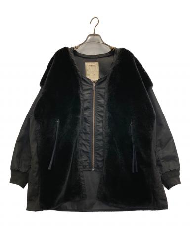 中古・古着通販】etsinta (エシンタ) ファー切替ジャケット ブラック
