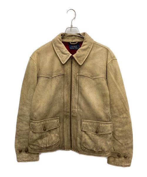 POLO RALPH LAUREN（ポロ・ラルフローレン）POLO RALPH LAUREN (ポロ・ラルフローレン) ディアスキンレザージャケット ベージュ サイズ:XL 未使用品の古着・服飾アイテム