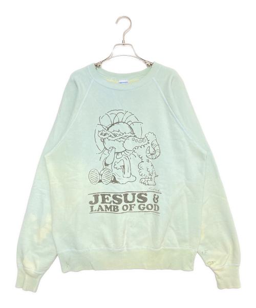 SAINT MICHAEL（セントマイケル）SAINT MICHAEL (セントマイケル) CRW N SWT / JESUS スカイブルー サイズ:Lの古着・服飾アイテム