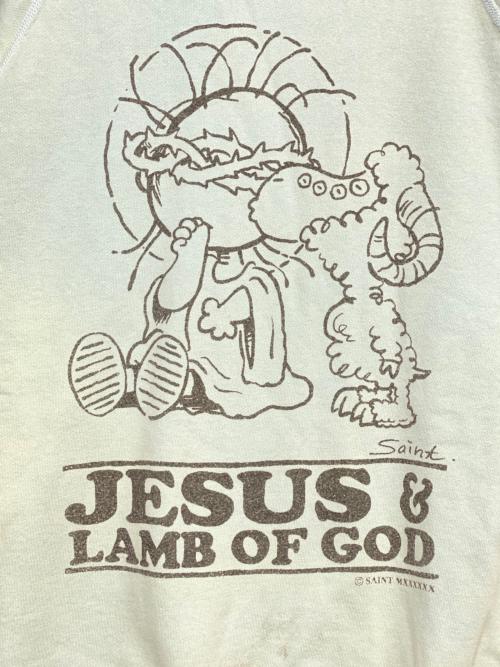 SAINT MICHAEL（セントマイケル）SAINT MICHAEL (セントマイケル) CRW N SWT / JESUS スカイブルー サイズ:Lの古着・服飾アイテム