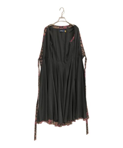 POLO RALPH LAUREN（ポロ・ラルフローレン）POLO RALPH LAUREN (ポロ・ラルフローレン) フローラル ラップドレス ブラックの古着・服飾アイテム