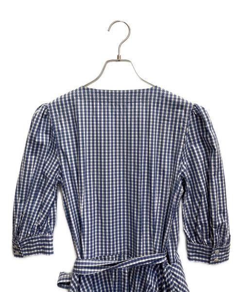 POLO RALPH LAUREN（ポロ・ラルフローレン）POLO RALPH LAUREN (ポロ・ラルフローレン) ギンガムコットンラップドレス ブルー サイズ:2の古着・服飾アイテム