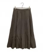 MACKINTOSH PHILOSOPHYマッキントッシュ フィロソフィー）の古着「グロッシーツイルタックプリーツスカート」｜グリーン