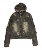 THUG CLUBサグ クラブ）の古着「Rover Denim Zip-Up Hoodie」｜グレー