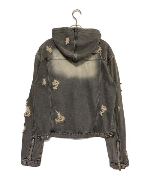 THUG CLUB（サグ クラブ）THUG CLUB (サグ クラブ) Rover Denim Zip-Up Hoodie グレー サイズ:3の古着・服飾アイテム