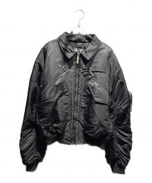 THUG CLUB（サグ クラブ）の古着「THUG CLUB NYLON STUDDED FLIGHT JACKET/ブルゾン/フライトジャケット」｜ブラック
