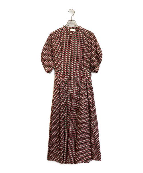 BALLSEY（ボールジィ）BALLSEY (ボールジィ) ジオメトリックプリント バンドカラーワンピース ピンク サイズ:34の古着・服飾アイテム