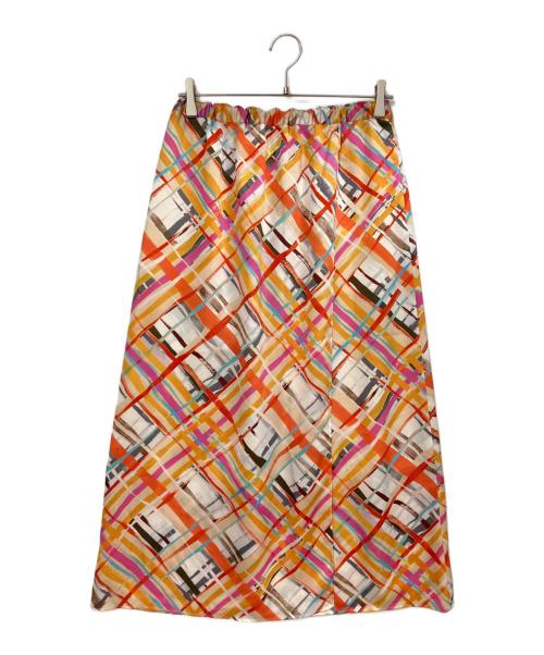 BALLSEY（ボールジィ）BALLSEY (ボールジィ) プラッドペイントプリント イージーラップスカート ベージュ サイズ:36の古着・服飾アイテム