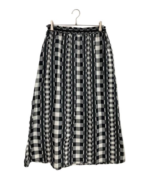 BALLSEY（ボールジィ）BALLSEY (ボールジィ) フリンジギンガムチェック フリルギャザースカート ブラック サイズ:36の古着・服飾アイテム