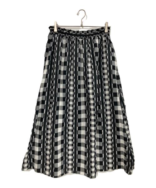 BALLSEY（ボールジィ）BALLSEY (ボールジィ) フリンジギンガムチェック フリルギャザースカート ブラック サイズ:36の古着・服飾アイテム