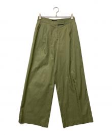 TOMORROW LAND collection（トゥモローランドコレクション）の古着「コットンギャバジン タックワイドパンツ」｜オリーブ