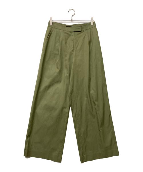 TOMORROW LAND collection（トゥモローランドコレクション）TOMORROW LAND collection (トゥモローランドコレクション) コットンギャバジン タックワイドパンツ オリーブ サイズ:38の古着・服飾アイテム