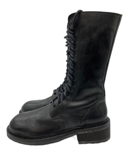 ANN DEMEULEMEESTER（アンドゥムルメステール）ANN DEMEULEMEESTER (アンドゥムルメステール) レースアップブーツ ブラック サイズ:36の古着・服飾アイテム