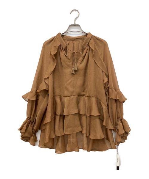 Diagram（ダイアグラム）Diagram (ダイアグラム) シフォンフレアブラウス ブラウン サイズ:36の古着・服飾アイテム