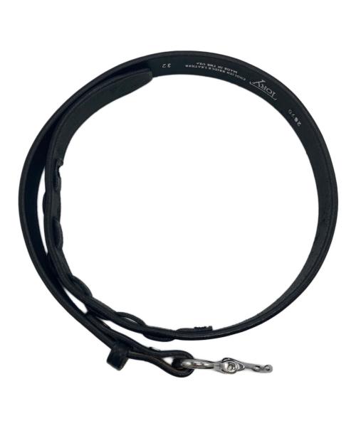 TORY LEATHER（トリーレザー）TORY LEATHER (トリーレザー) フック型バックルブライドルレザーベルト ブラックの古着・服飾アイテム