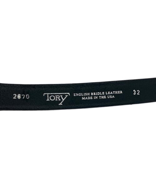 TORY LEATHER（トリーレザー）TORY LEATHER (トリーレザー) フック型バックルブライドルレザーベルト ブラックの古着・服飾アイテム