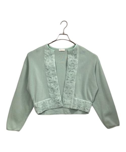 BALLSEY（ボールジィ）BALLSEY (ボールジィ) マテリアルコンビ クルーネックカーディガン ライトグリーン サイズ:Sの古着・服飾アイテム
