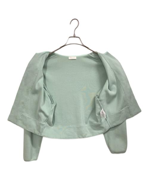BALLSEY（ボールジィ）BALLSEY (ボールジィ) マテリアルコンビ クルーネックカーディガン ライトグリーン サイズ:Sの古着・服飾アイテム