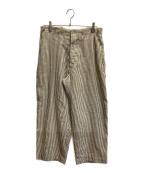 MAATEE&SONSマーティーアンドサンズ）の古着「FRENCH WORK PANTS 強撚ヒッコリー」｜アイボリー×グレー