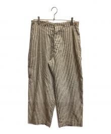 MAATEE&SONS（マーティーアンドサンズ）の古着「FRENCH WORK PANTS 強撚ヒッコリー」｜アイボリー×グレー