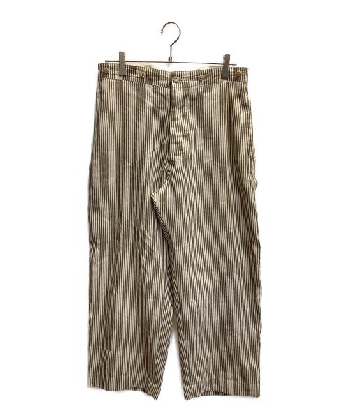 MAATEE&SONS（マーティーアンドサンズ）MAATEE&SONS (マーティーアンドサンズ) FRENCH WORK PANTS 強撚ヒッコリー アイボリー×グレー サイズ:3の古着・服飾アイテム