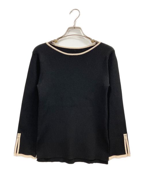 JUSGLITTY（ジャスグリッティー）JUSGLITTY (ジャスグリッティー) シンプルボートリブニット ブラック サイズ:2の古着・服飾アイテム