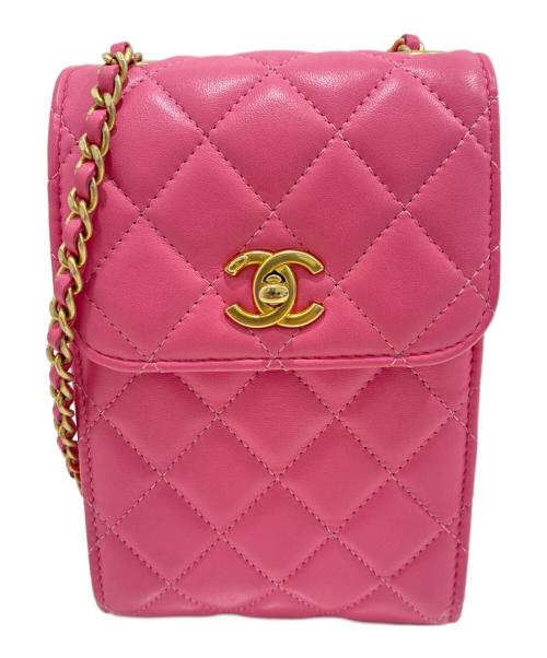 CHANEL（シャネル）CHANEL (シャネル) チェーンショルダーフォンケース ピンクの古着・服飾アイテム