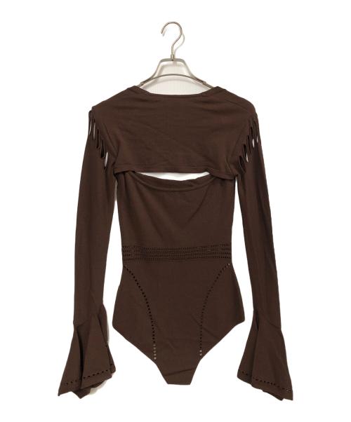 FETICO（フェティコ）FETICO (フェティコ) MESH KNIT SHAPED-NECK BODYSUIT ブラウン サイズ:1の古着・服飾アイテム