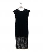 ISSEY MIYAKEイッセイミヤケ）の古着「フリンジワンピース」｜ブラック