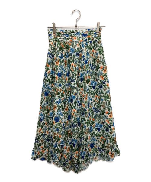 CADUNE（カデュネ）CADUNE (カデュネ) 花柄イレヘムスカート ホワイト サイズ:36の古着・服飾アイテム