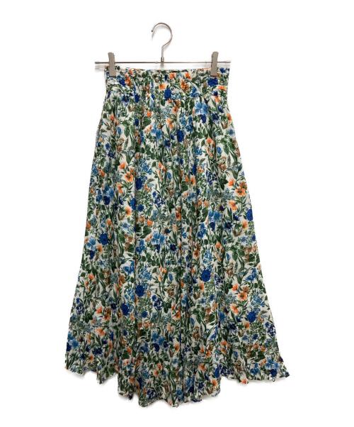 CADUNE（カデュネ）CADUNE (カデュネ) 花柄イレヘムスカート ホワイト サイズ:36の古着・服飾アイテム
