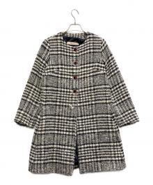 RED VALENTINO（レッドヴァレンティノ）の古着「アルパカ混ノーカラーコート」｜ネイビー