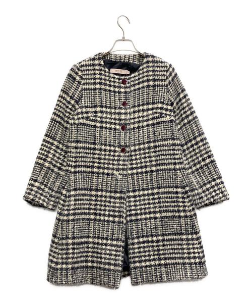 RED VALENTINO（レッドヴァレンティノ）RED VALENTINO (レッドヴァレンティノ) アルパカ混ノーカラーコート ネイビー サイズ:42の古着・服飾アイテム