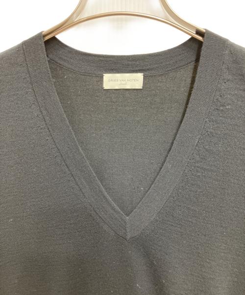 DRIES VAN NOTEN（ドリスヴァンノッテン）DRIES VAN NOTEN (ドリスヴァンノッテン) メリノウール Vネックニット ブラック サイズ:Sの古着・服飾アイテム