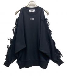 MSGM（エムエスジーエム）の古着「レースアップ スウェットシャツ」｜ブラック