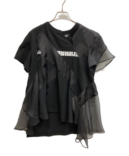sacai（サカイ）sacai (サカイ) JERSEY CHIFFON ASYM PULLOVER ジャージーシフォン アシメ プルオーバー ブラック サイズ:2の古着・服飾アイテム