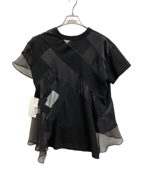 sacai（サカイ）sacai (サカイ) JERSEY CHIFFON ASYM PULLOVER ジャージーシフォン アシメ プルオーバー ブラック サイズ:2の古着・服飾アイテム