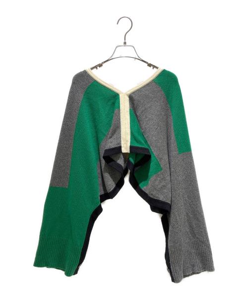 HERMES（エルメス）HERMES (エルメス) 2WAYカシミヤニットポンチョ グレー×グリーン サイズ:TUの古着・服飾アイテム