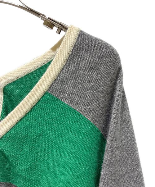 HERMES（エルメス）HERMES (エルメス) 2WAYカシミヤニットポンチョ グレー×グリーン サイズ:TUの古着・服飾アイテム