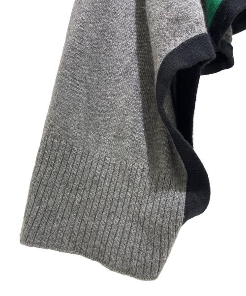 HERMES（エルメス）HERMES (エルメス) 2WAYカシミヤニットポンチョ グレー×グリーン サイズ:TUの古着・服飾アイテム