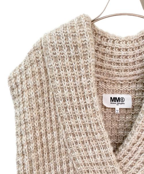 MM6 Maison Margiela（エムエムシックスメゾンマルジェラ）MM6 Maison Margiela (エムエムシックスメゾンマルジェラ) ワッフルスリーブレス ニットベスト ベージュ サイズ:Sの古着・服飾アイテム