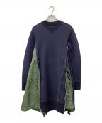sacaiサカイ）の古着「Sponge Sweat x Nylon Twill Dress」｜ネイビー×オリーブ