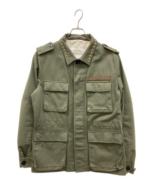 VALENTINO（ヴァレンティノ）VALENTINO (ヴァレンティノ) スタッズミリタリージャケット オリーブ サイズ:46の古着・服飾アイテム