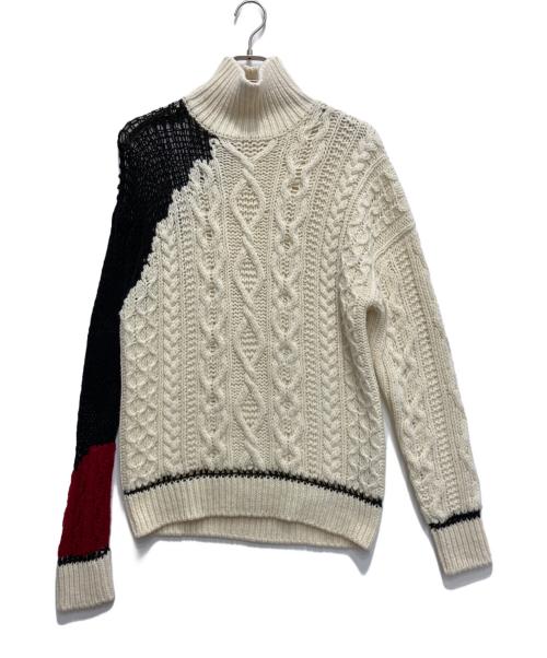 Jean Paul GAULTIER（ジャンポールゴルチェ）Jean Paul GAULTIER (ジャンポールゴルチェ) 切替ケーブルニット ホワイト×ブラック サイズ:Sの古着・服飾アイテム